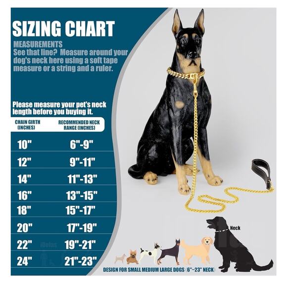 Dog Chain Collar 15mm/19mm Thick Dog Collar with Quick Release Buckle Gold 22 In - Picture 6 of 9